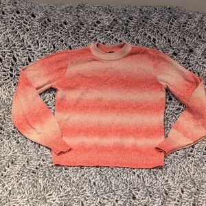 317 - Ann Taylor Ombré Sunset Knit Sweater | Peach Coral Gradient Cozy Chic